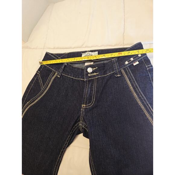 Vintage Y2K Mecca Femme Jeans Sz 7/8 Woman Western Nwot Silver Applique Glanz - Picture 4 of 6